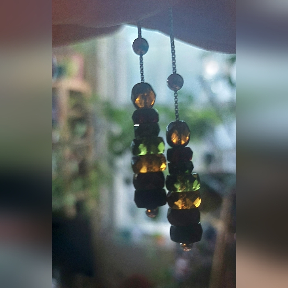 Gemstone Threader Sterling Silver Earrings - image 6